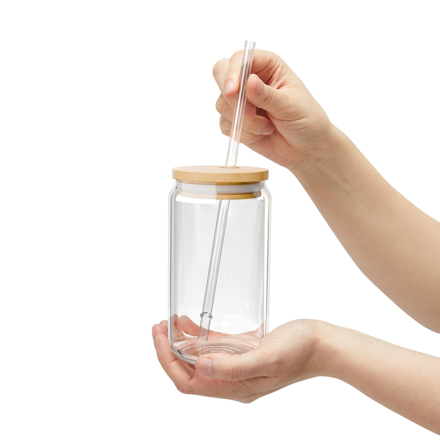 Glas-Tumbler mit Bambusdeckel