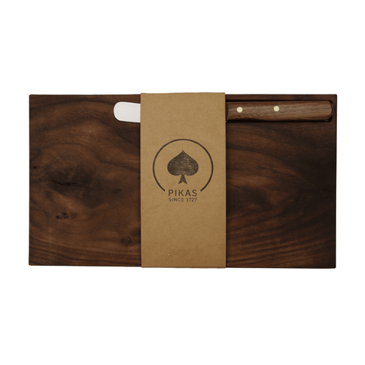 Walnuss Holzbrettchen Massivholz mit Buckelsmesser