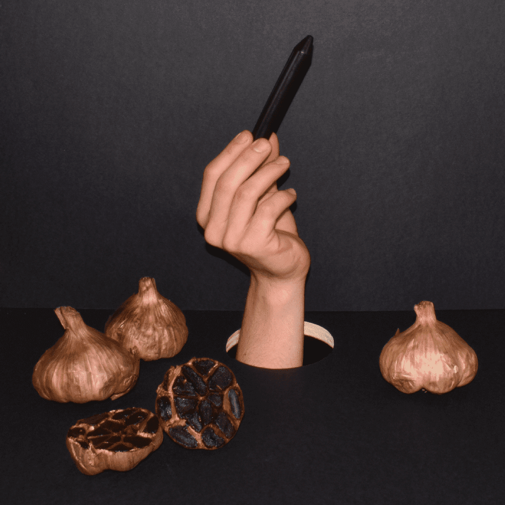Gewürz Buntstift Geräucherter schwarzer Knoblauch - mit Anspitzer